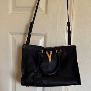 Authentic Vintage 2014 SAINT LAURENT Paris Black Calf Satchel Bag